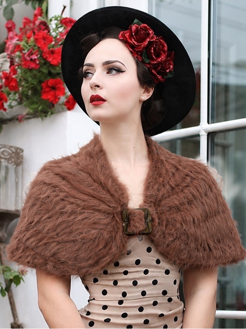 Vintage 1960s Genuine Mohair Knit Capelet Shrug | Brown Open Front Cocktail Shaw